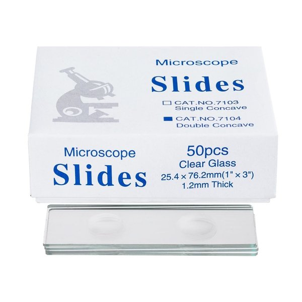 Amscope Double Depression Concave Microscope Slides 50PK BS-2C50